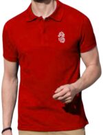 Tricou polo broderie Dracones, roșu